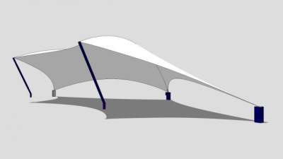 白色张拉膜遮阳棚SU模型下载_sketchup草图大师SKP模型