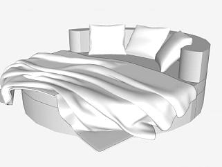 现代大圆床床铺家具SU模型下载_sketchup草图大师SKP模型