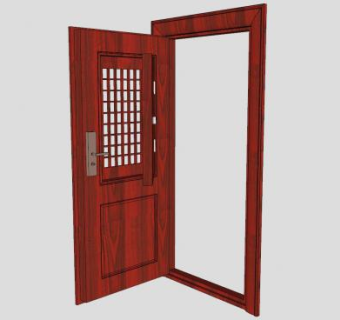 家用安全门防盗门SU模型下载_sketchup草图大师SKP模型