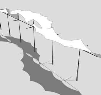 白色景观张拉膜SU模型下载_sketchup草图大师SKP模型