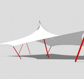 白色创意张拉膜亭子SU模型下载_sketchup草图大师SKP模型
