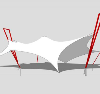大型雨棚张拉膜SU模型下载_sketchup草图大师SKP模型