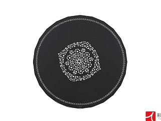 黑色圆形地毯设计SU模型下载_sketchup草图大师SKP模型