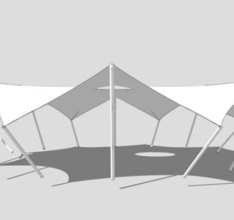 张拉膜遮阳棚停车场SU模型下载_sketchup草图大师SKP模型