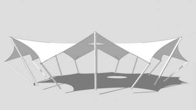 张拉膜遮阳棚停车场SU模型下载_sketchup草图大师SKP模型