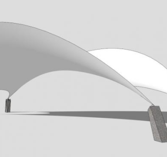 白色停车遮阳棚张拉膜SU模型下载_sketchup草图大师SKP模型