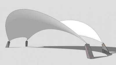 白色停车遮阳棚张拉膜SU模型下载_sketchup草图大师SKP模型