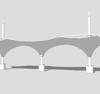 白色创意景观张拉膜亭子SU模型下载_sketchup草图大师SKP模型