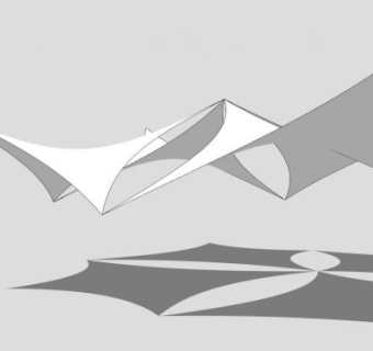 白色创意张拉膜SU模型下载_sketchup草图大师SKP模型