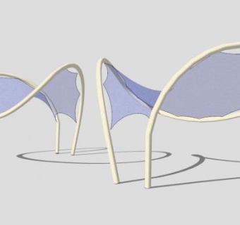 创意蓝色张拉膜遮阳棚SU模型下载_sketchup草图大师SKP模型