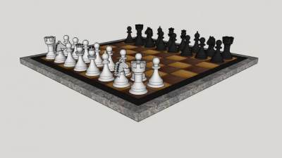 国际象棋西洋棋盘SU模型下载_sketchup草图大师SKP模型