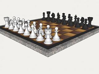国际<em>象棋</em>西洋棋盘SU模型下载_sketchup草图大师SKP模型