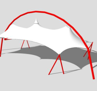 白色张拉膜遮阳棚停车场SU模型下载_sketchup草图大师SKP模型