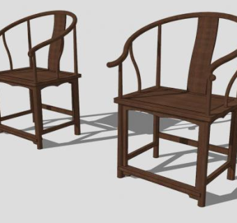 中式扶手椅子SU模型下载_sketchup草图大师SKP模型