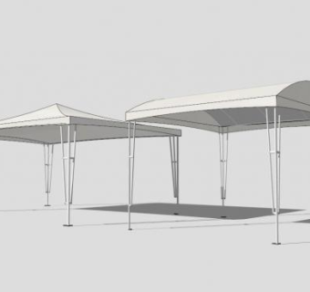 两款停车景观张拉膜遮阳棚SU模型下载_sketchup草图大师SKP模型
