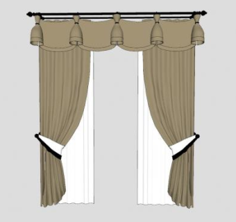 欧式窗帘不锈钢窗帘杆SU模型下载_sketchup草图大师SKP模型