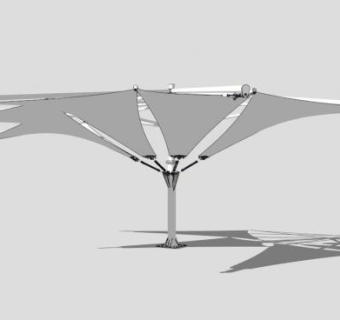 白色伞形张拉膜SU模型下载_sketchup草图大师SKP模型