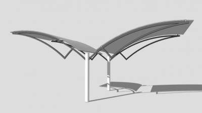 灰色车棚张拉膜SU模型下载_sketchup草图大师SKP模型