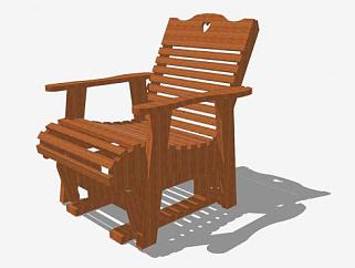 木质摇摇椅靠背椅老人椅SU模型下载_sketchup草图大师SKP模型