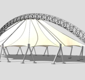 淡黄色张拉膜停车场SU模型下载_sketchup草图大师SKP模型