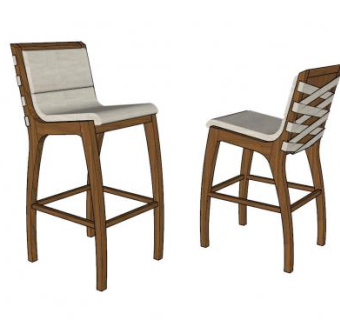 木质吧台椅子SU模型下载_sketchup草图大师SKP模型