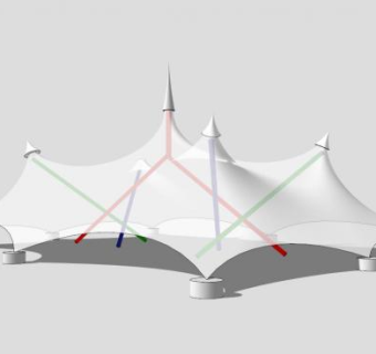 透明遮阳棚张拉膜SU模型下载_sketchup草图大师SKP模型