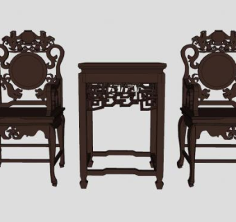 中式椅子和中式桌子SU模型下载_sketchup草图大师SKP模型