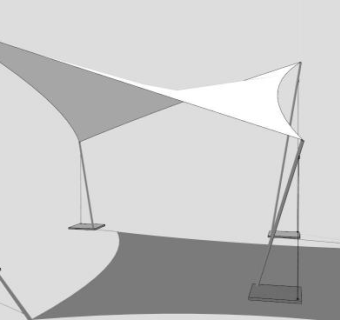 白色停车位张拉膜SU模型下载_sketchup草图大师SKP模型