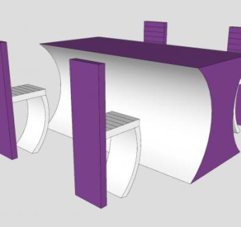 创意异形桌子椅子SU模型下载_sketchup草图大师SKP模型