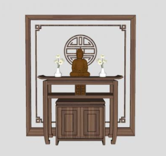 供桌佛像SU模型下载_sketchup草图大师SKP模型