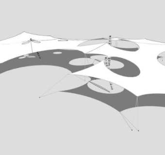 白色大型张拉膜SU模型下载_sketchup草图大师SKP模型