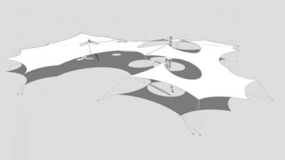 白色大型张拉膜SU模型下载_sketchup草图大师SKP模型