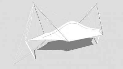 伞形白色膜结构雨棚SU模型下载_sketchup草图大师SKP模型