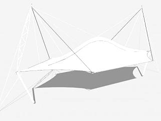 伞形白色膜结构雨棚SU模型下载_sketchup草图大师SKP模型