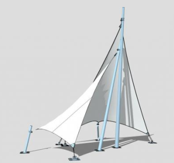 白色张拉式索膜SU模型下载_sketchup草图大师SKP模型