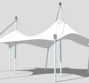 白色张拉式膜结构SU模型下载_sketchup草图大师SKP模型