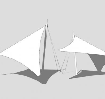 大型白色索膜结构SU模型下载_sketchup草图大师SKP模型