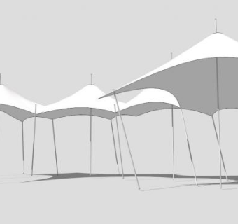 大型伞形白色索膜结构SU模型下载_sketchup草图大师SKP模型