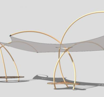 白色张拉式索膜结构SU模型下载_sketchup草图大师SKP模型
