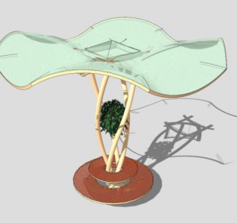 淡绿色荷叶状景观张拉膜SU模型下载_sketchup草图大师SKP模型