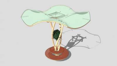 淡绿色荷叶状景观张拉膜SU模型下载_sketchup草图大师SKP模型