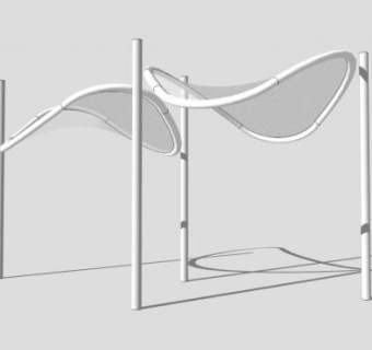 椭圆形白色张拉膜结构SU模型下载_sketchup草图大师SKP模型