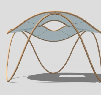 圆形淡蓝色张拉膜SU模型下载_sketchup草图大师SKP模型