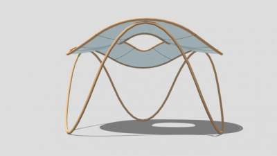 圆形淡蓝色张拉膜SU模型下载_sketchup草图大师SKP模型