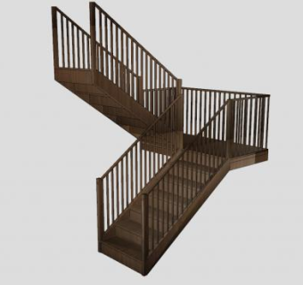 室内木质剪刀楼梯SU模型下载_sketchup草图大师SKP模型