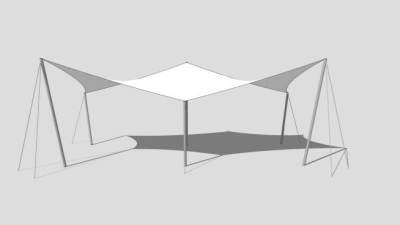 张拉式膜结构停车场SU模型下载_sketchup草图大师SKP模型