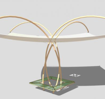 淡橘色膜结构SU模型下载_sketchup草图大师SKP模型