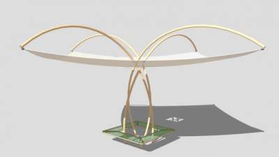 淡橘色膜结构SU模型下载_sketchup草图大师SKP模型