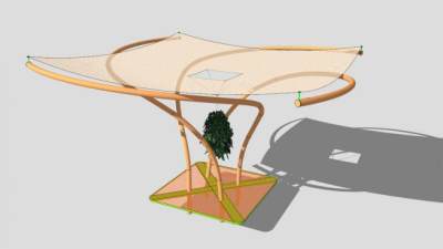 淡橘色景观张拉膜SU模型下载_sketchup草图大师SKP模型