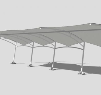 白色停车张拉膜结构SU模型下载_sketchup草图大师SKP模型